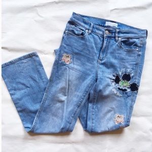 LOFT Embroidered Vintage Straight Jeans
